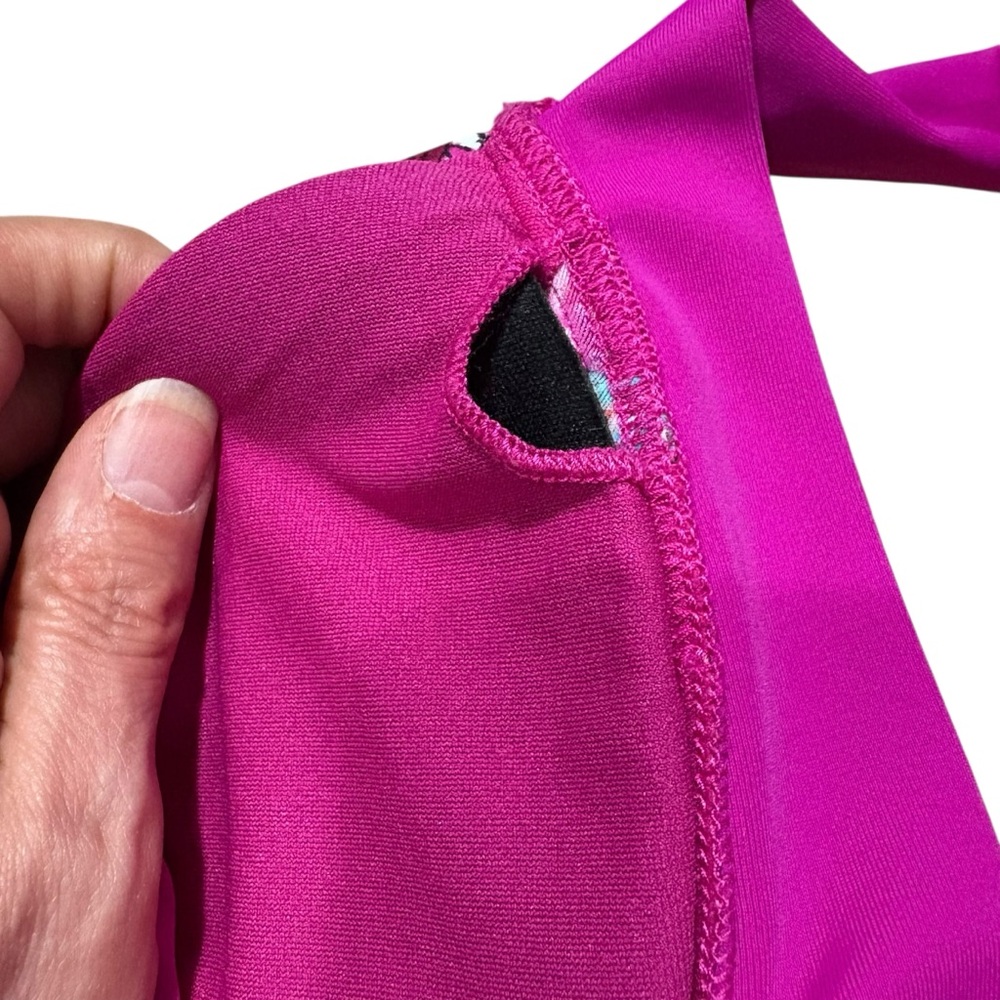 BECCA Beach | Rebecca Virtue Magenta & Red Paisley Colorblock Bikini size M NEW - Picture 6 of 13